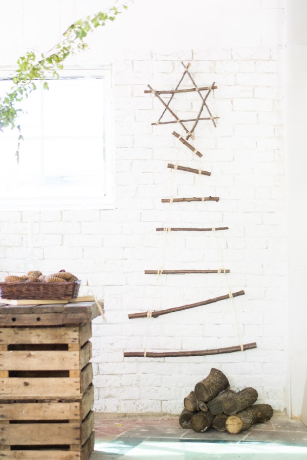 Árbol y estrella de Navidad con palos diy