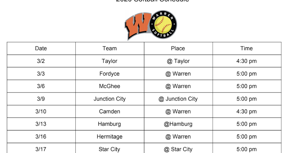 Sports: WHS Softball Schedule