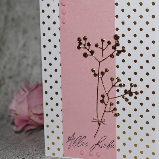 [DIY] Frühlingsboten  Blumige Grußkarte mit Gold und Rosa