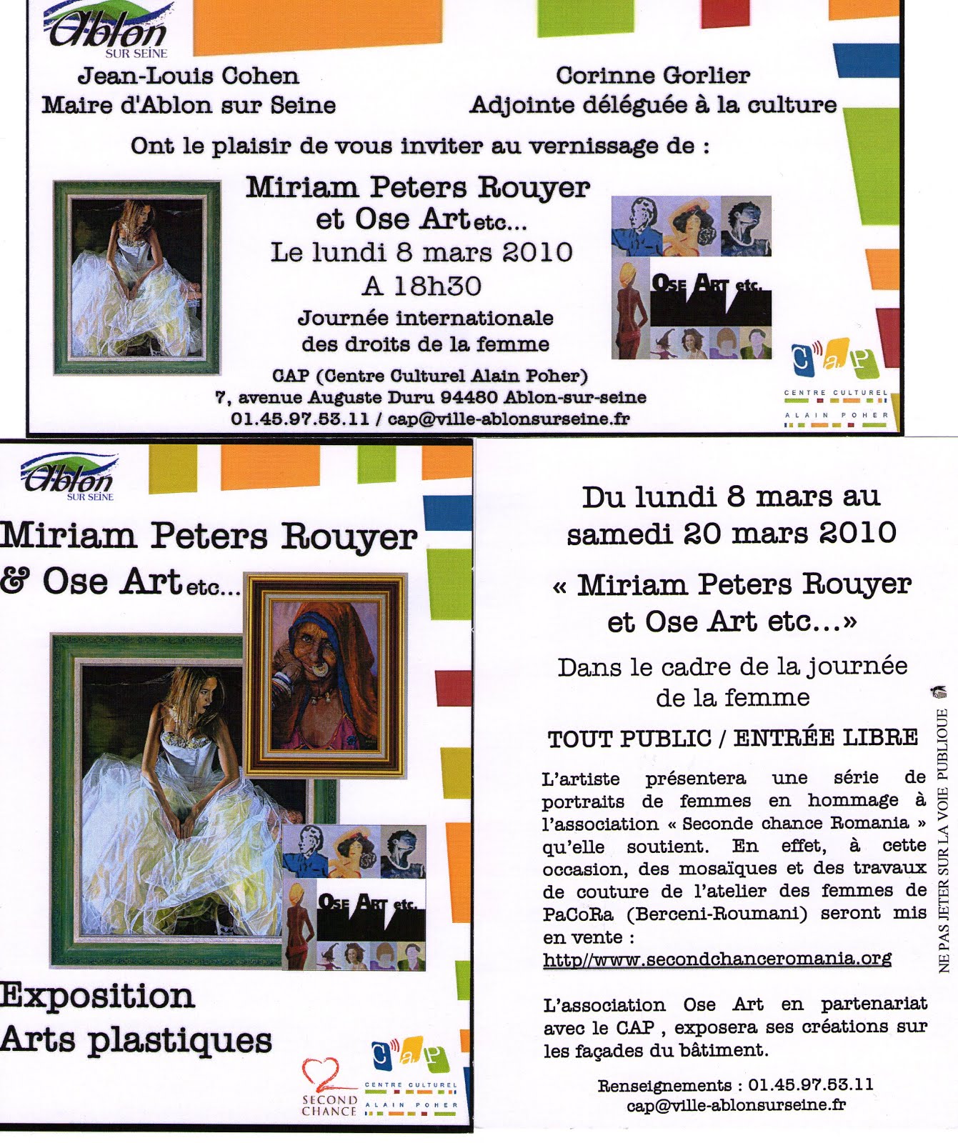 Les invitations pour mon vernissage 2010