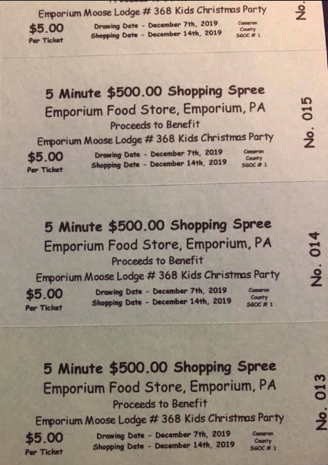 Cameron County PA News: 5 Minute $500 Shopping Spree