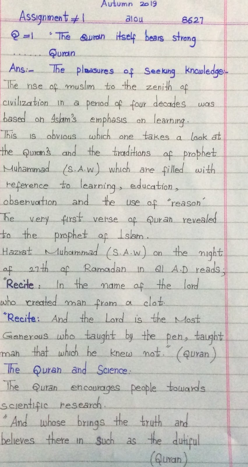 Aiou assignment marks autumn 2020 picture