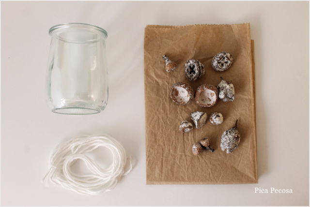 decoracion-mesa-navidad-diy-botes-velas-frutos-otoño-materiales