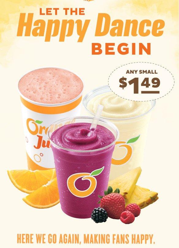 Value Monsters ORANGE JULIUS THRU 8/25 SMALL SMOOTHIE FOR 1.49 AND MORE!