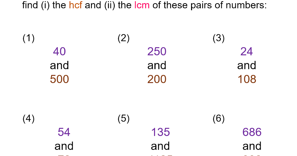 MEDIAN Don Steward mathematics teaching: lcm and hcf generalising