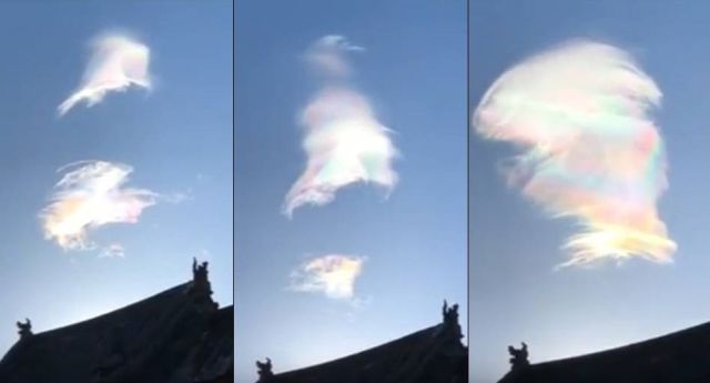 Strange iridescent clouds change shape “Bodhisattva” over sacred Buddhist site Mount Wutai  Bodhisattva%2BBuddhist%2Bsite%2BMount%2BWutai