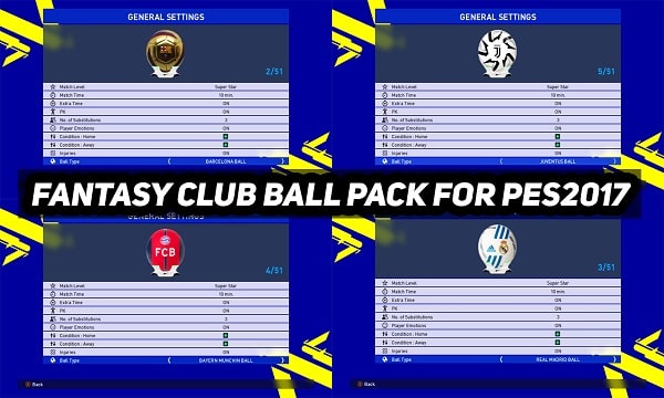 PES2017 CLUBS FANTASY BALLS PACK BY DZPLAYZ