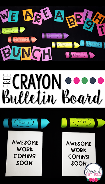 FREE crayon bulletin board template! Great idea for back to school and displaying awesome work in your classroom.