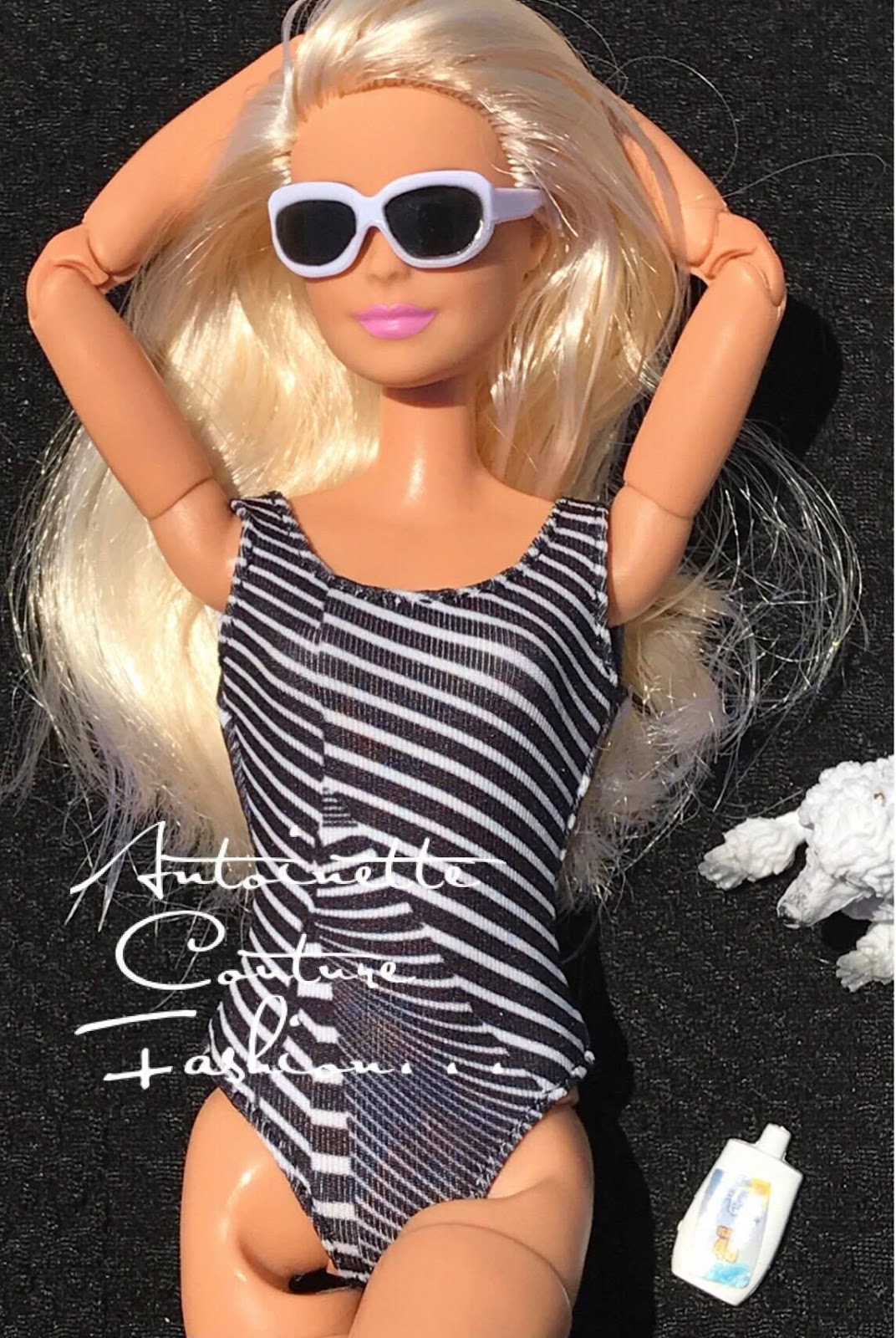 Fashion Dolls Couture Unlimited White Black Stars W B Sriped