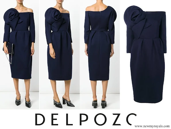 Queen Letizia wore DELPOZO flower embellished long sleeved dress