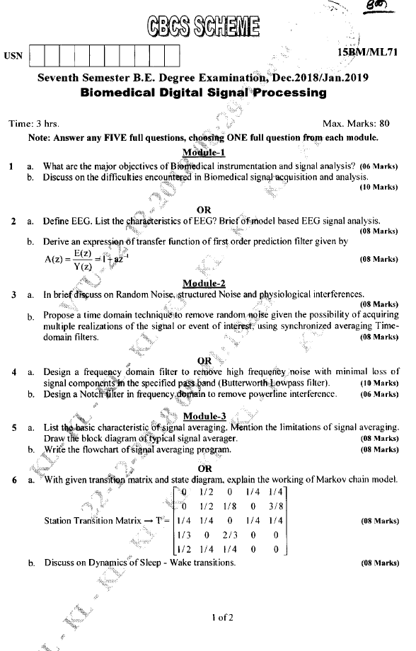 Visvesvaraya Technological University B.E. (CBCS) Seventh Semester 15BM