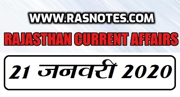 Rajasthan Current affairs in hindi pdf 21 January 2020 Current GK