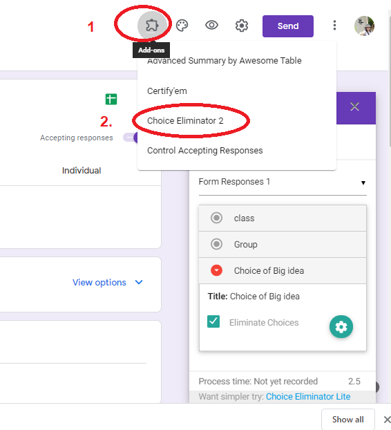 EZIT Choice eliminator 2 in Google Form