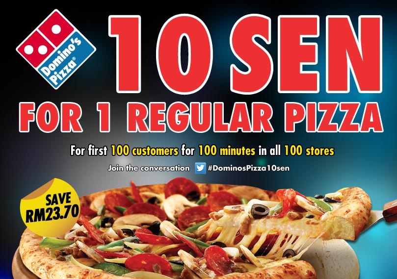 BestLah Domino's Pizza 10 Sen For 1 Regular Pizza (15 30 Nov)