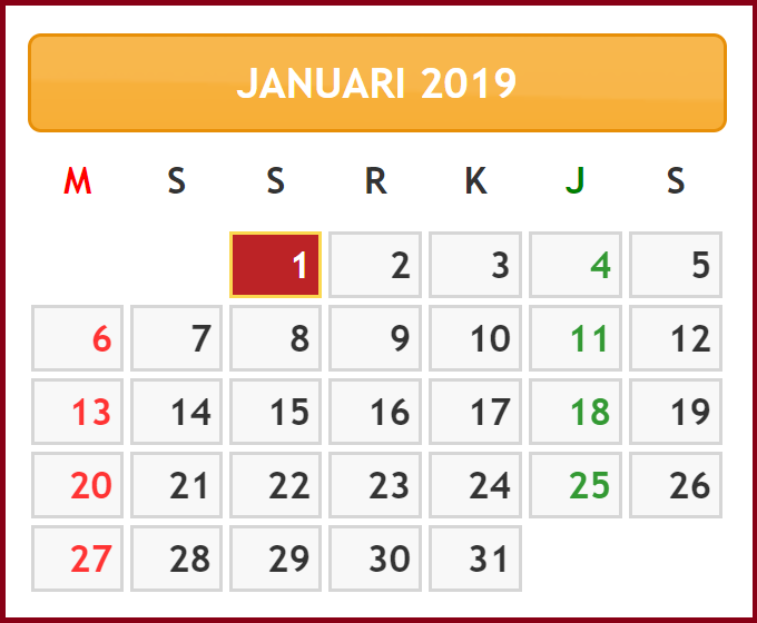 Inilah Tampilan Kalender Indonesia 2019 Lengkap Libur 