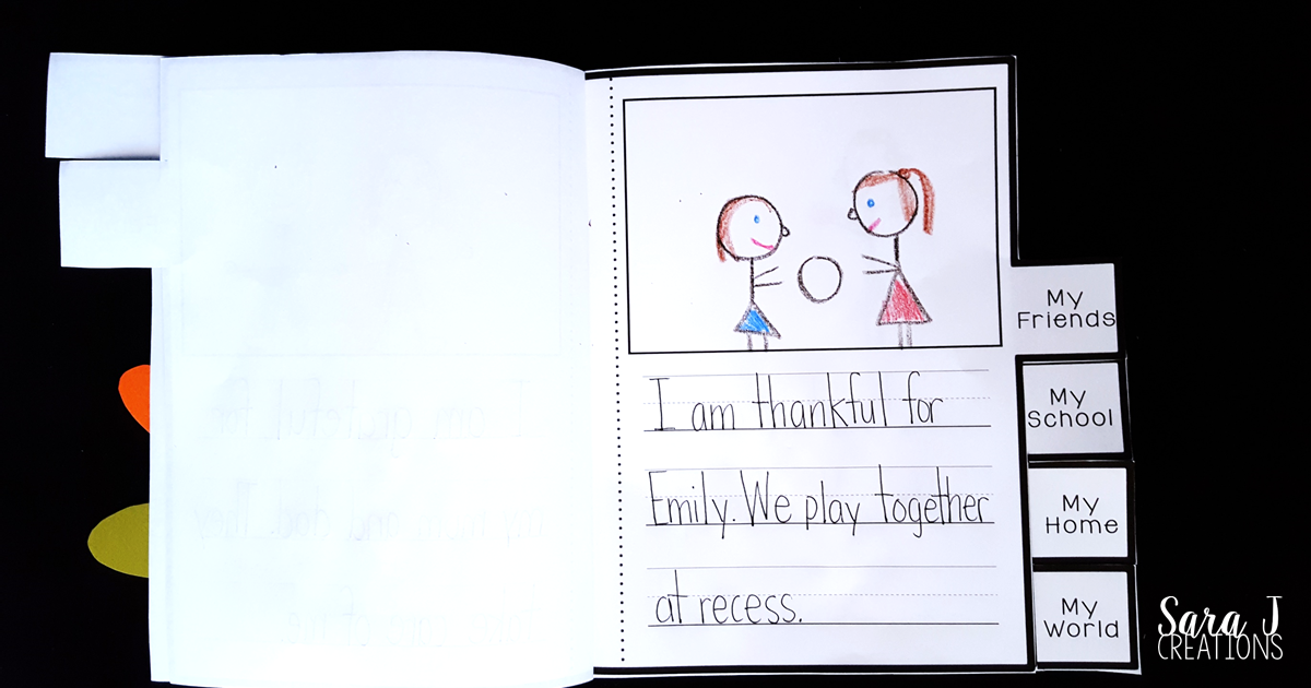 A Thanksgiving Gratitude book for kids to make!  Perfect activity to reflect on what you are thankful for this year.