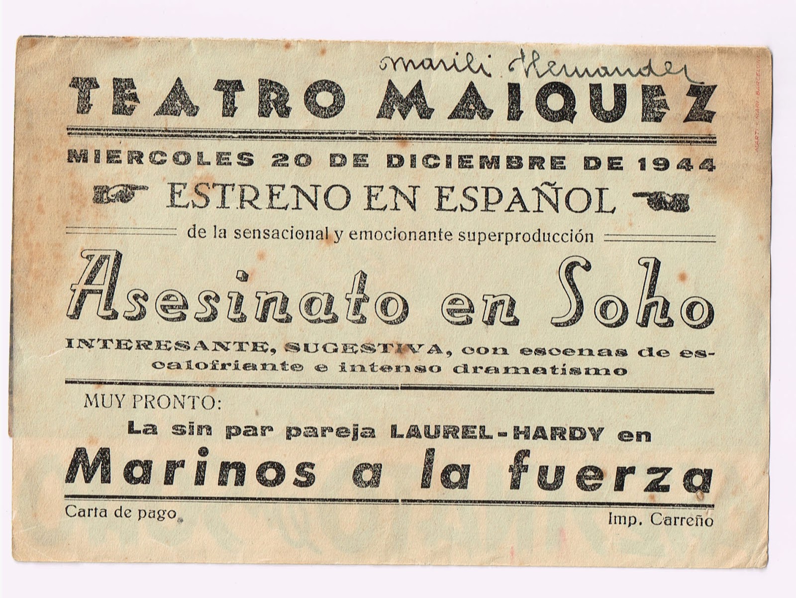 Acorazado Cinéfilo. Francisco Huertas Hernández PROGRAMAS DE MANO (1