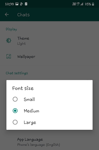 Change font size on WhatsApp