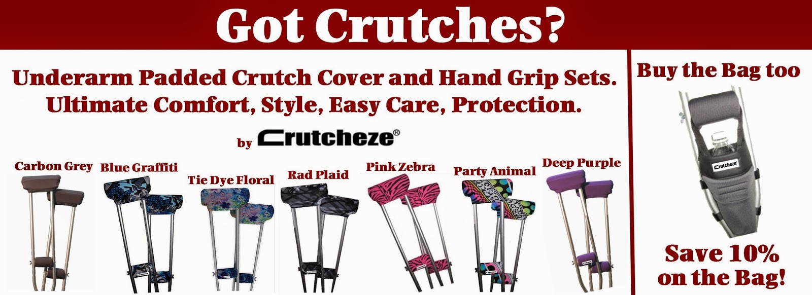 Crutcheze pads and hand grips for crutches