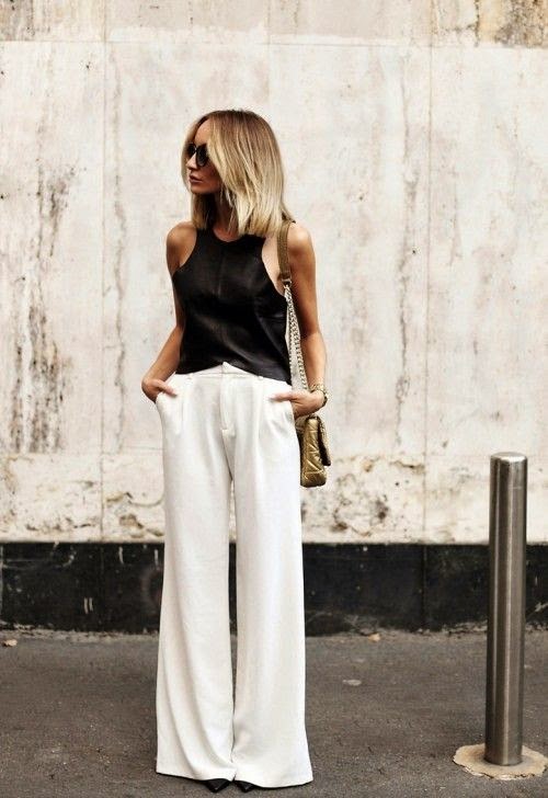 Fashion trends | Black top, white palazzo pants | Just a Pretty Style