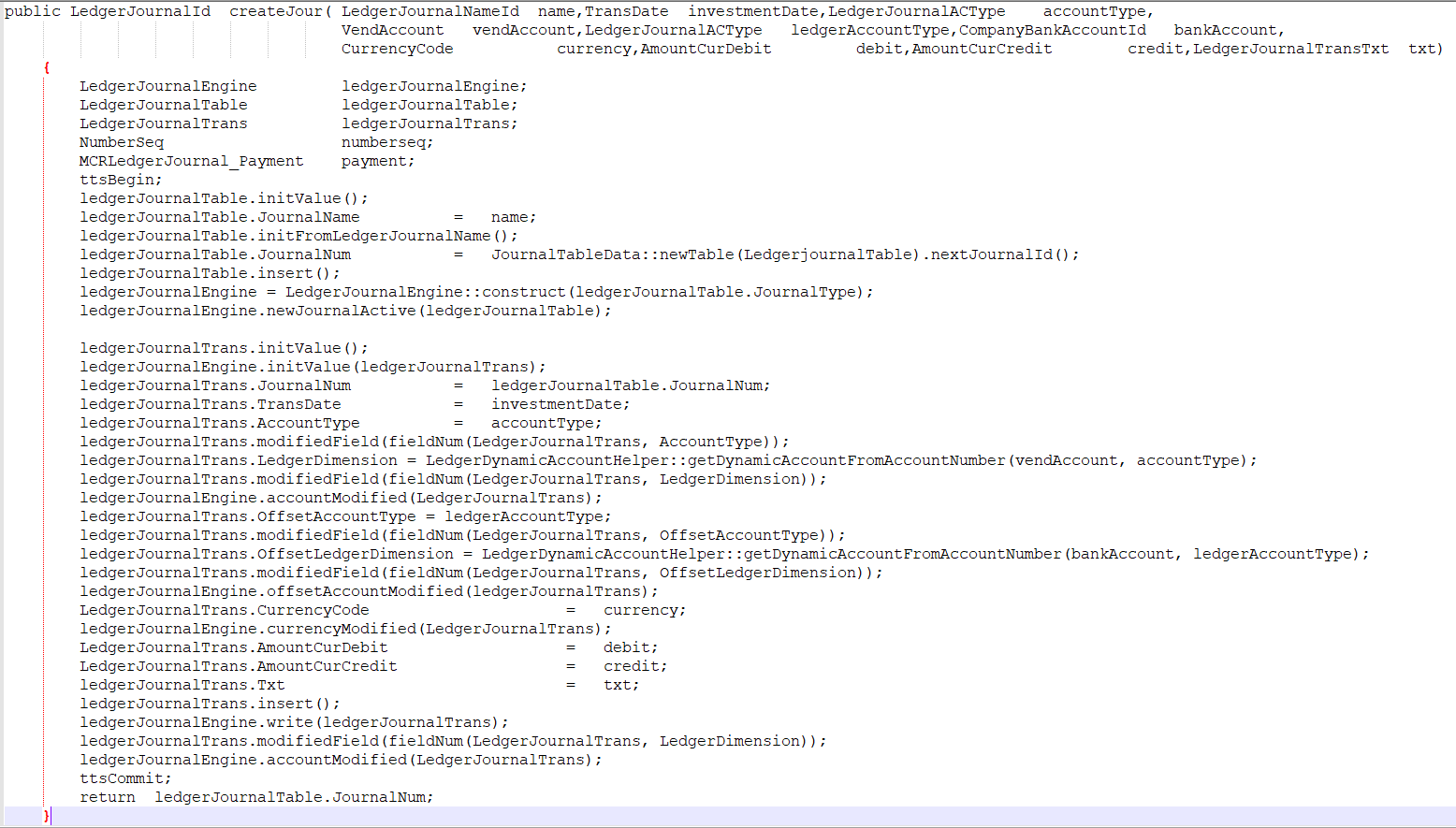 D365 F and O X++ Code Creating a Vendor Payment Journal Using X++ Code