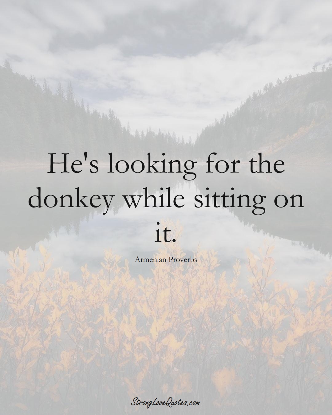 He's looking for the donkey while sitting on it. (Armenian Sayings);  #AsianSayings