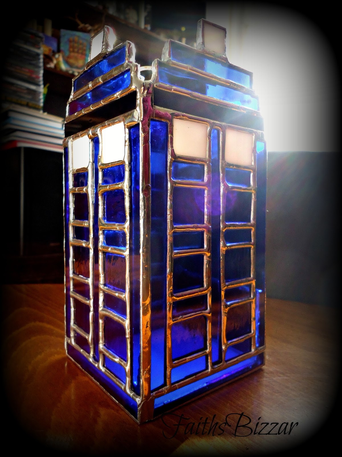 Stained Glass Art Stained Glass Tardis Candle Holder