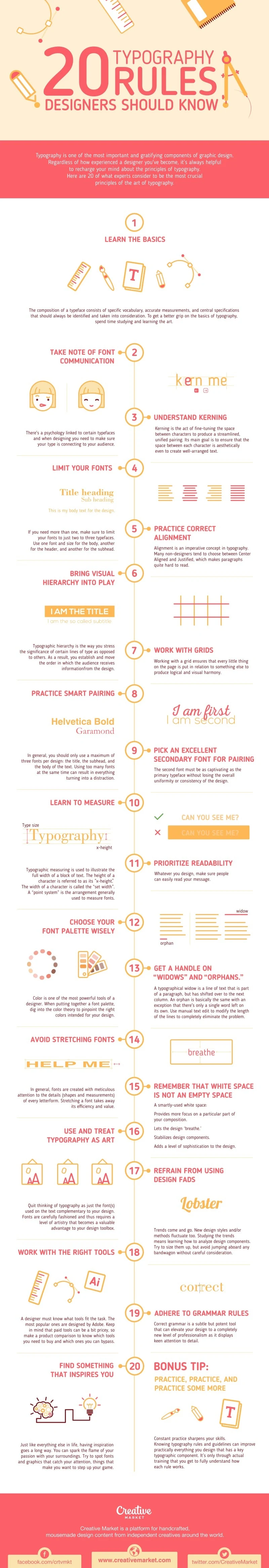 20 Typography Rules Every Designer Should Know - #infographic