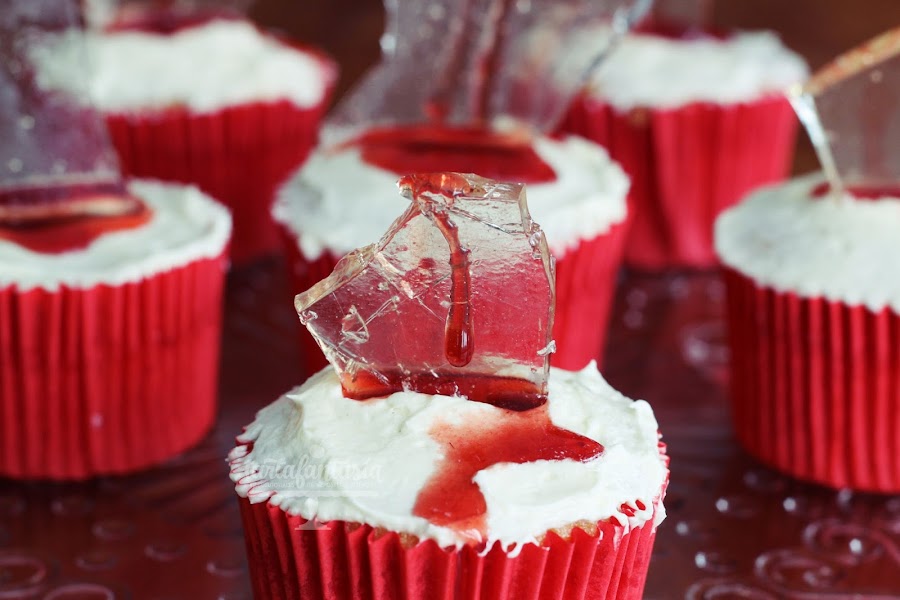 Cristal comestible para cupcakes sangrientos