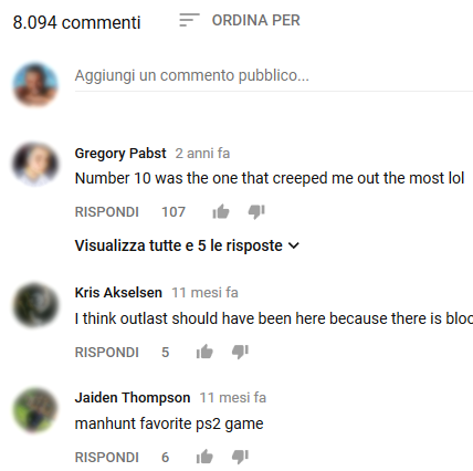 Come segnalazione dei commenti su Youtube