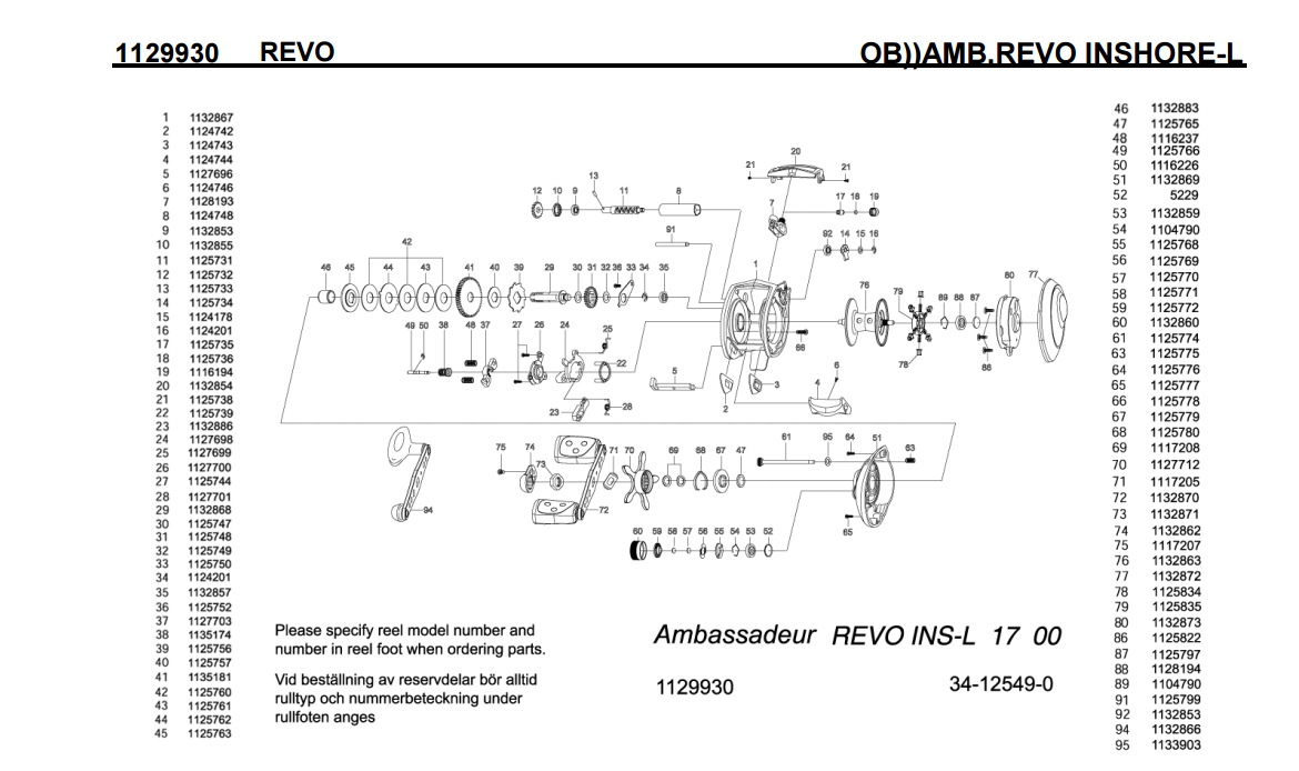 Schematic Abu Garcia Reel Parts Diagram