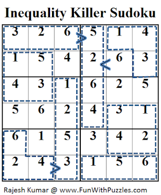 Inequality Killer Sudoku (Mini Sudoku Series #34) Solution