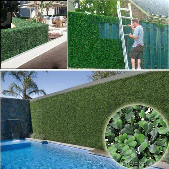 Amazing Artificial Green Grass Fence Walls Covering Hedge