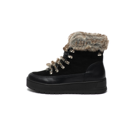 Ghete casual femei moderne negre piele eco cu blana frumoase