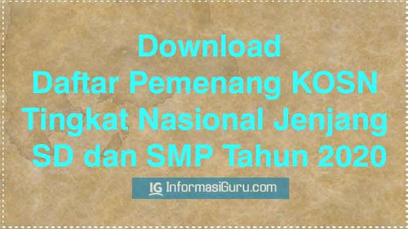 Sk Daftar Pemenang Kosn Jenjang Sd Smp Tahun 2020 I Pdf Informasiguru Com
