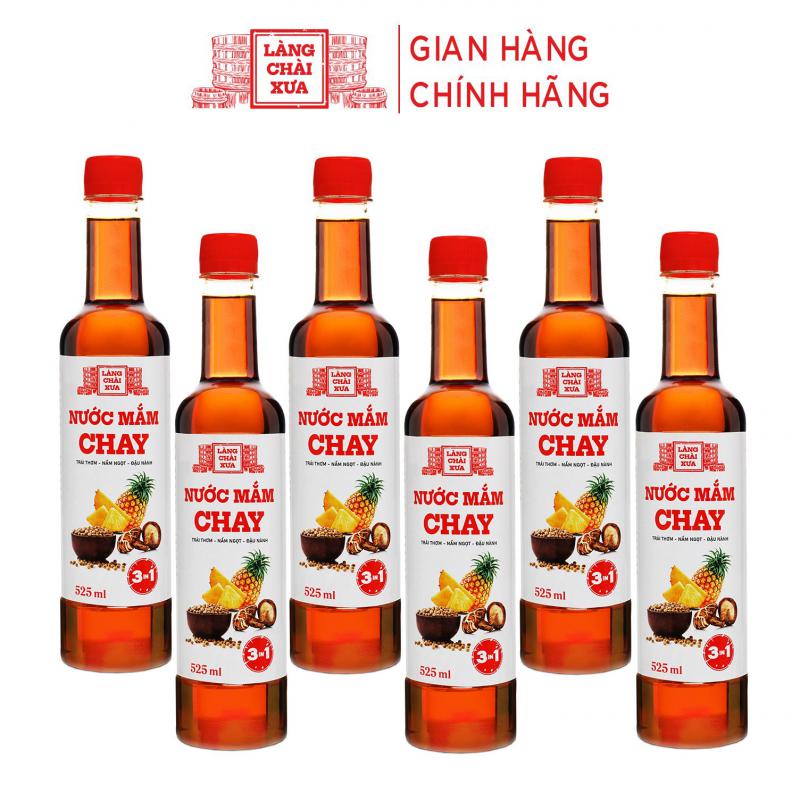 Thùng 6 Chai Nước Mắm Chay 3 Trong 1 Làng Chài Xưa 525Ml