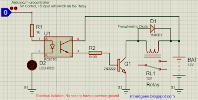 Connecting relay to a microcontroller using Optocouplers, High Side