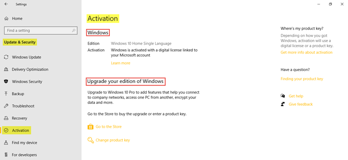 Configuración de seguridad y actualización de Windows en Windows 10