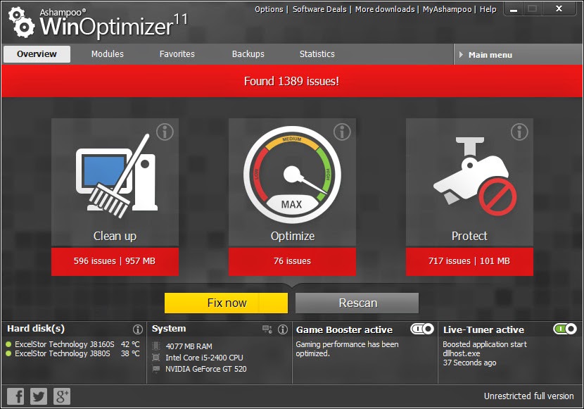 تحميل برنامج Ashampoo WinOptimizer FREE برنامج win optimezer free Ashampoo_winoptimizer_11_en_start