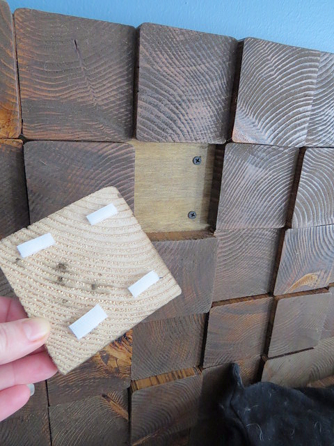 velcro on wood block to conceal screws