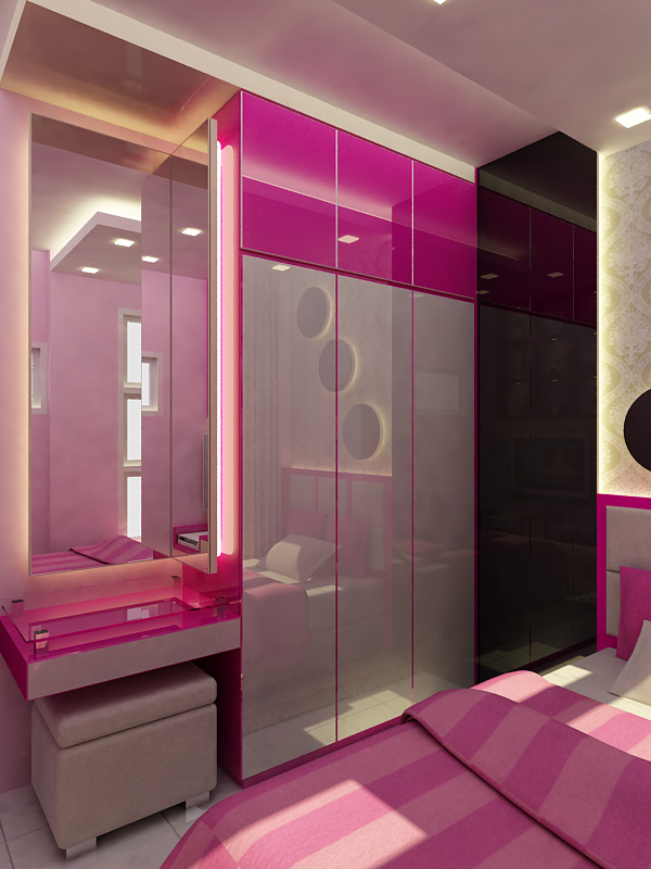 Small Bedroom With A Minimalist Color Combination Of Pink