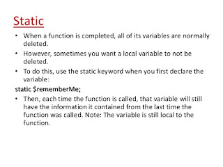 أساسيات برمجة المواقع بي اتش بي  - المتغيرات الساكنة الثابتة  PHP Static Variables
