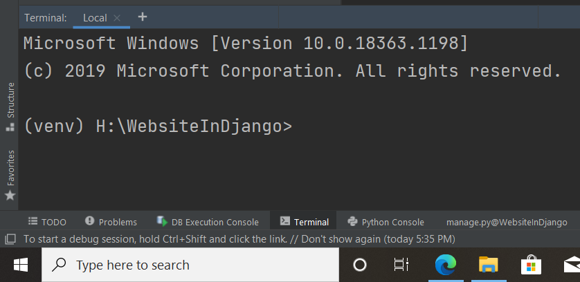 Create and Run First Project in Django in Pycharm