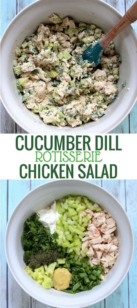 This recipe for lightened-up Cucumber Dill Greek Yogurt Rotisserie Chicken Salad comes together in less than 10 minutes and tastes like summer in a bowl thanks to crisp cucumber and flavorful herbs. Made with Greek yogurt, it’s a protein-packed salad that will fill you up without making you feel weighed down!