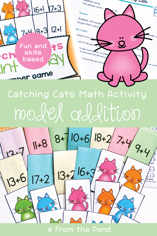 Model Addition to 20 math center game catching cats