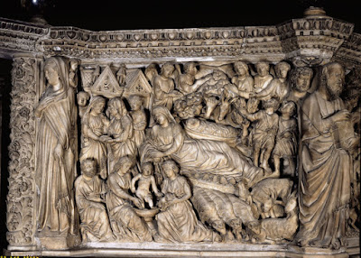 Pulpito di Nicola Pisano a Siena: Natività