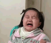 Asian girl crying and eating