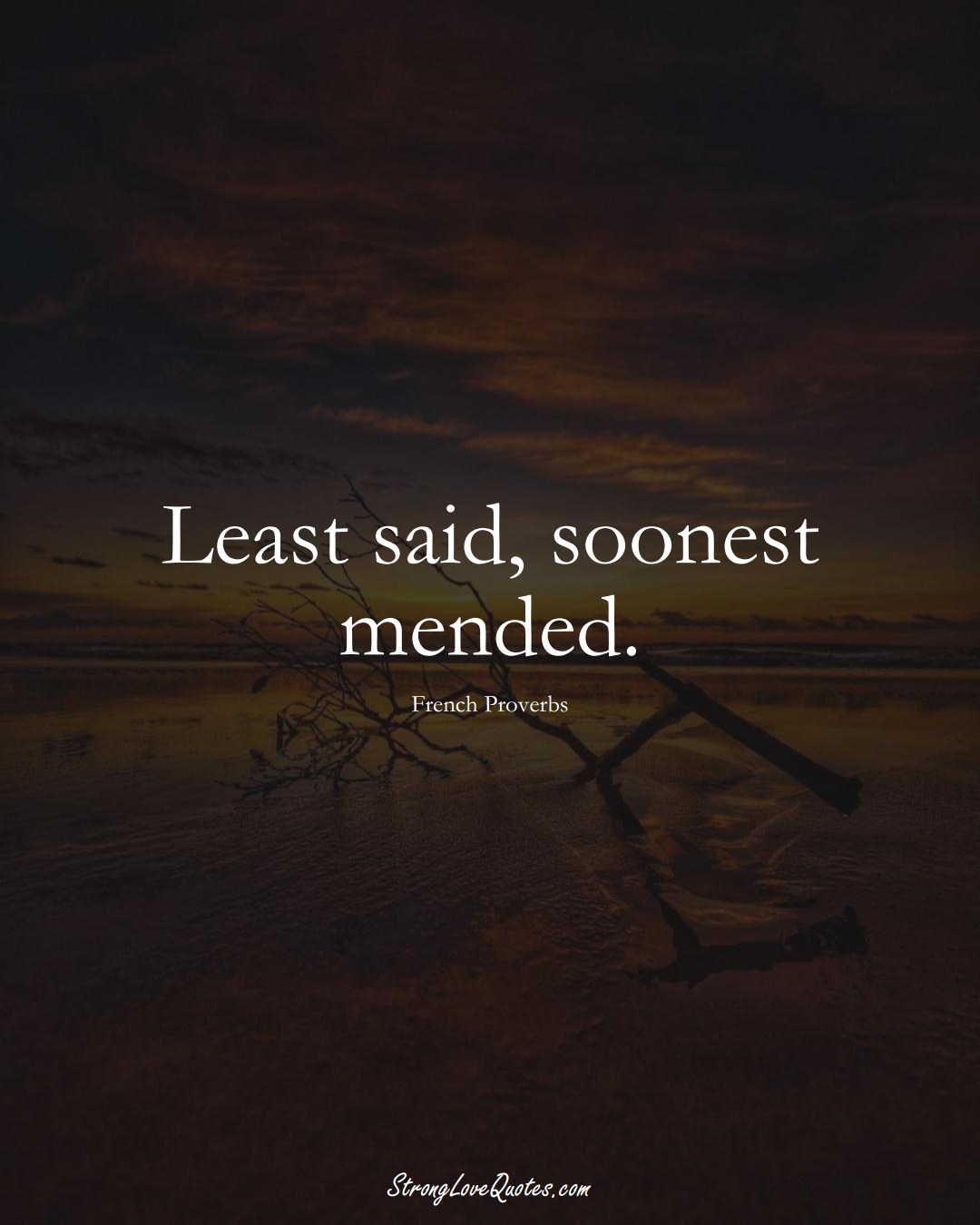 Least said, soonest mended. (French Sayings);  #EuropeanSayings