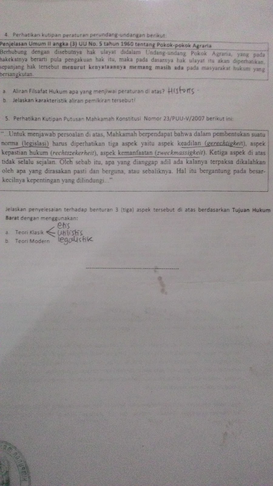 SoalSoal Ujian Tengah Semester Genap Fakultas Hukum UGM