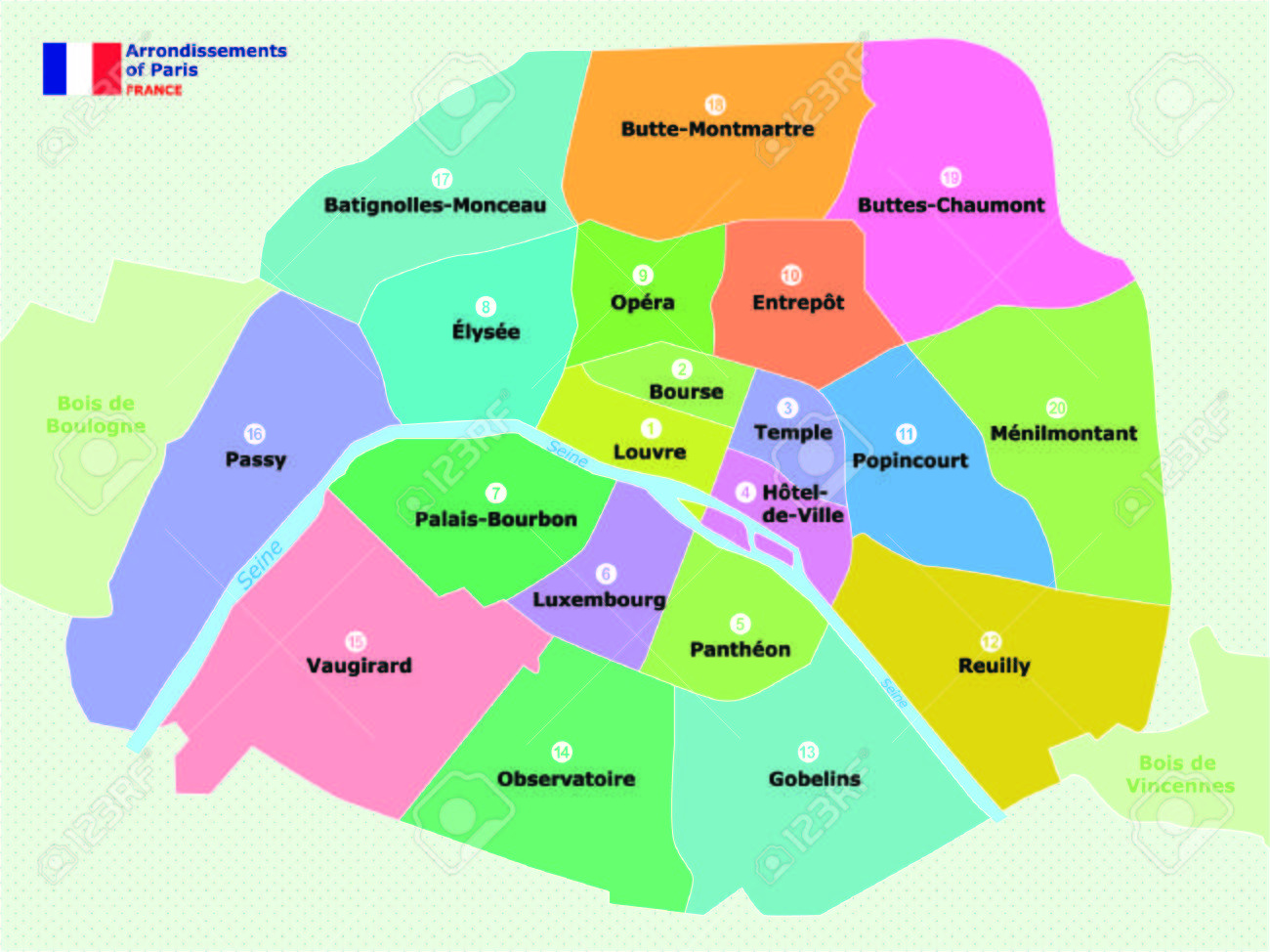 Map Of Paris Arrondissements Neighborhoods